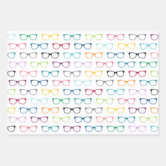 Kleurrijke Hipster glazen patroon Nerd Inpakpapier Vel (Voorkant)