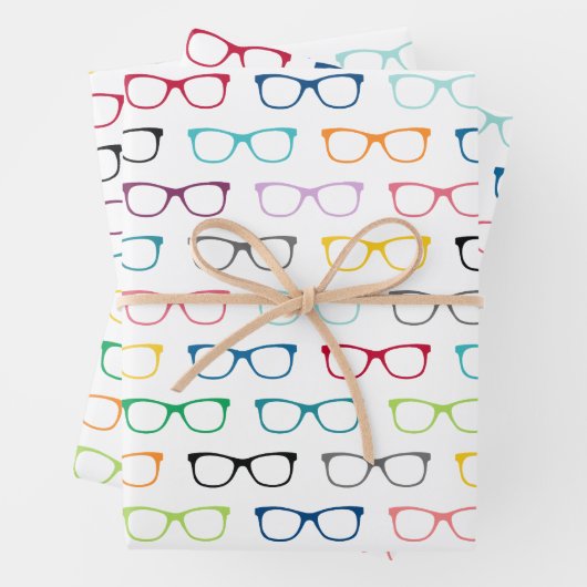 Kleurrijke Hipster glazen patroon Nerd Inpakpapier Vel (In situ)