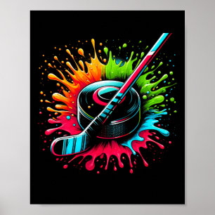 Kleurrijke Hockey Tie Dye Kleur Hockey Speler Spor Poster