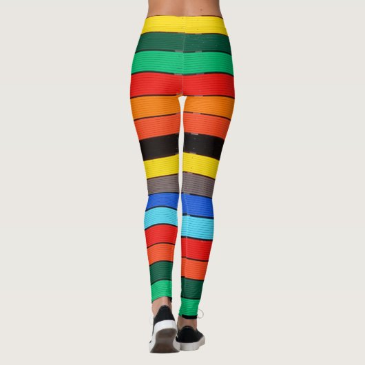 Kleurrijke hoezen en stripes regenboog leggings (Achterkant)
