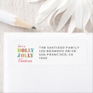 Kleurrijke Holly Jolly Christmas Retouradres Etiket
