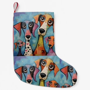 Kleurrijke Hond Abstracte Kunst Cartoonstijl Kleine Kerstsok
