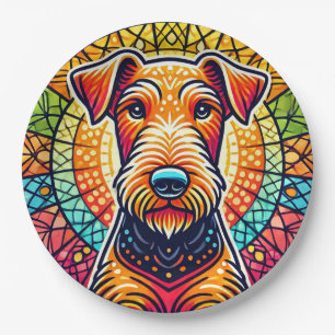 Kleurrijke Hond Illustratie Leuke Feest Dier Papieren Bordje
