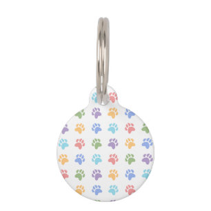 Kleurrijke hond Paw Prints Patroon Pastelpoten Huisdierpenning