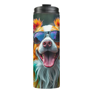 Kleurrijke Hond Pop Art Spetter Thermosbeker
