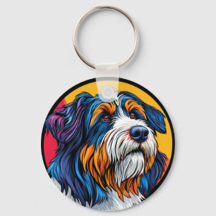 Kleurrijke Hond Portret Voor Huisdier Liefhebber A Sleutelhanger