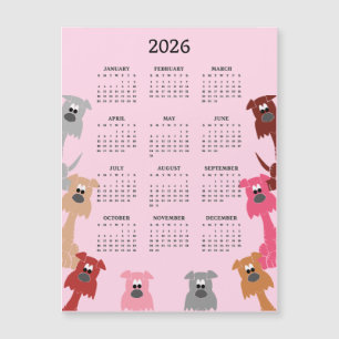 Kleurrijke Honden 2026 Kalender Magnetische Kaart