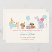 Kleurrijke honden baby shower kaart (Voorkant / Achterkant)