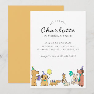 Kleurrijke Honden Verjaardagsfeestuitnodiging Kaart