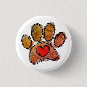 Kleurrijke Hondenliefhebber Tekening Waterverf Ronde Button 3,2 Cm