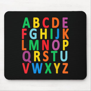Kleurrijke hoofdletters Alfabet Leer ABC Boy Muismat