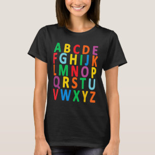 Kleurrijke hoofdletters Alfabet Leer ABC Boy T-shirt