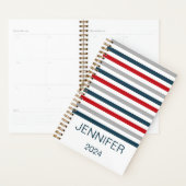 Kleurrijke horizontale marinestrepen planner (Display)