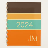Kleurrijke horizontale retro stijllijnen planner (Voorkant)