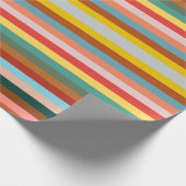 Kleurrijke horizontale retrostrepen cadeaupapier (Hoek)