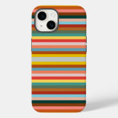 Kleurrijke horizontale retrostrepen Case-Mate iPhone case (Achterkant)