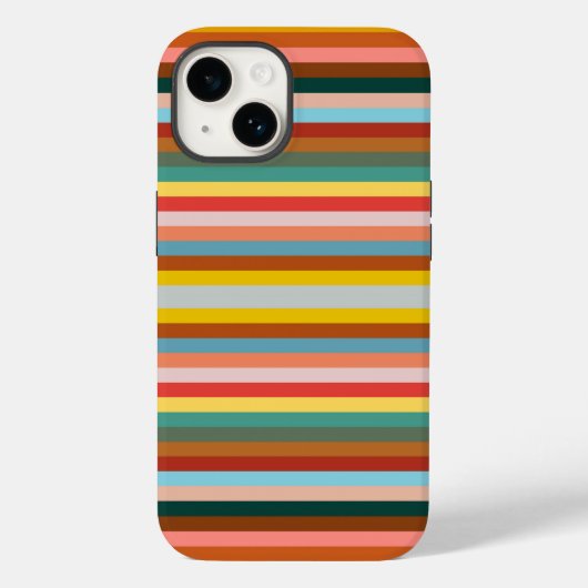 Kleurrijke horizontale retrostrepen Case-Mate iPhone case (Achterkant)