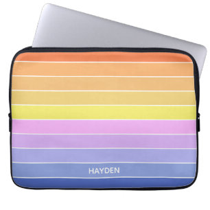 Kleurrijke Horizontale Strepen Zonsondergang Hemel Laptop Sleeve