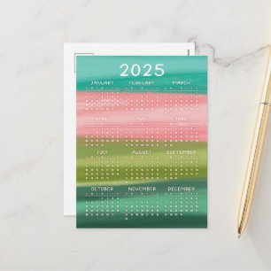 Kleurrijke horizontale Waterverf penseelstreken 20 Feestdagenkaart