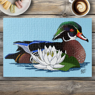 Kleurrijke Hout Eend Waterlelie Wilde Dieren Blauw Legpuzzel