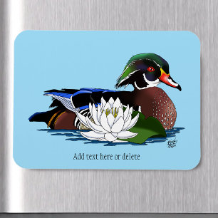 Kleurrijke Hout Eend Waterlelie Wilde Dieren Blauw Magneet