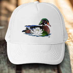 Kleurrijke Hout Eend Waterlelie Wilde Dieren Blauw Trucker Pet