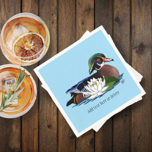 Kleurrijke Houten Eend Waterlelie Wilde Dieren Bla Servet