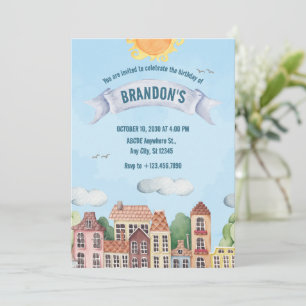 Kleurrijke huis leuke verjaardag kaart