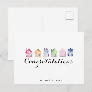 Kleurrijke Huizen Gefeliciteerd Vastgoed Nieuwe Hu Briefkaart