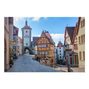 Kleurrijke huizen in Rothenburg, Duitsland Foto Afdruk