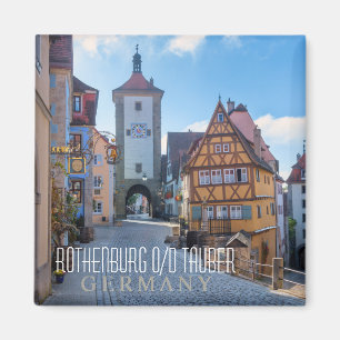 Kleurrijke huizen in Rothenburg, Duitsland Magneet