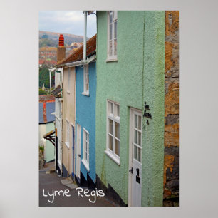 Kleurrijke huizen, Lyme Regis, Dorset, Engeland Poster