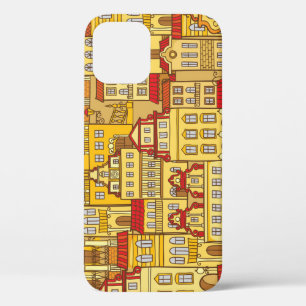 Kleurrijke huizen stadspatroon iPhone 12 hoesje