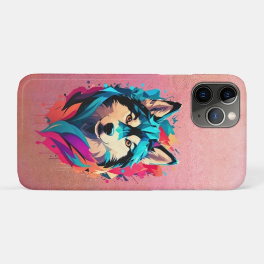 Kleurrijke Husky hondenhoofd Levendige Husky liefh Case-Mate iPhone Case (Achterkant (horizontaal))