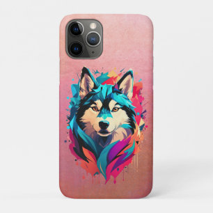 Kleurrijke Husky hondenhoofd Levendige Husky liefh iPhone 11 Pro Hoesje