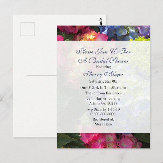Kleurrijke Hydrangea Bruidsdouche Uitnodigingen (Voorkant / Achterkant)