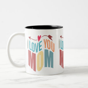 Kleurrijke I Love You Mom & Heart & Arrow Tweekleurige Koffiemok
