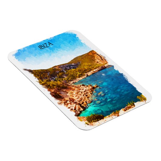 Kleurrijke Ibiza Spanje Waterverf Landschap Magneet (Rechterzijde)