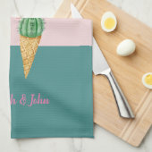 Kleurrijke Ice Cream Cones Cactus Roze Flamingo's Theedoek (Quarter Fold)