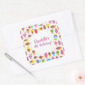 Kleurrijke Ice Cream Pattern Verjaardagsfeestje St Vierkante Sticker (Envelop)