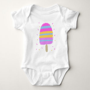 Kleurrijke Ice-Cream Roze Hand getrokken Baby Body Romper