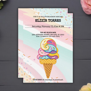 Kleurrijke Ice Cream Scoop Sprinkles Baby shower Kaart