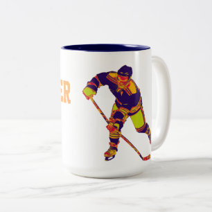 Kleurrijke Ice Hockey Player, persoonlijke muisaan Tweekleurige Koffiemok