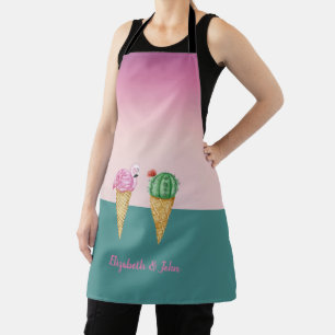 Kleurrijke ijshoorntjes Cactus Roze Flamingo's Schort