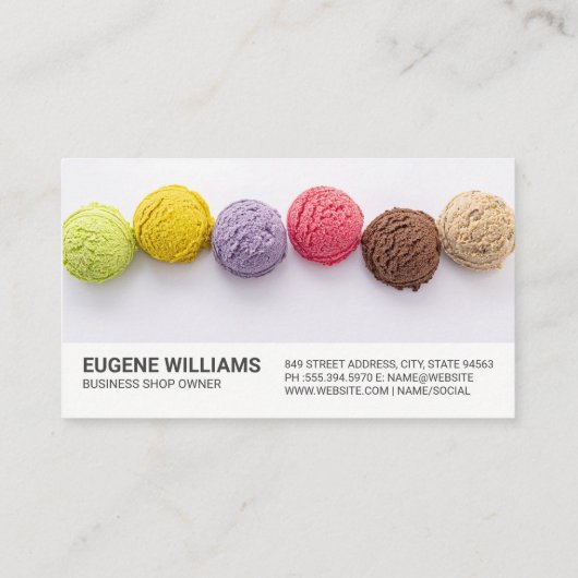 Kleurrijke IJsscheppen Visitekaartje (Achterkant)