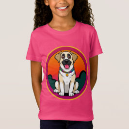 Kleurrijke illustratie van een lachende hond t-shirt