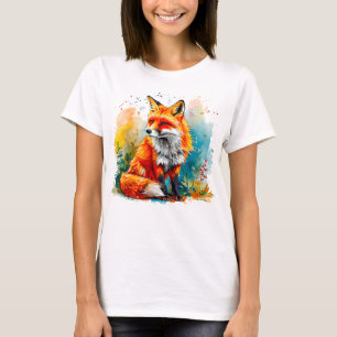 Kleurrijke illustratie van een vos t-shirt