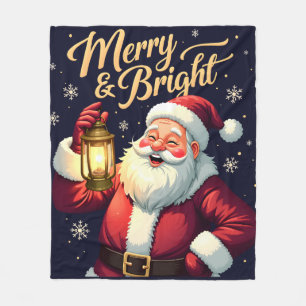 Kleurrijke illustratie van Kerstman met lantaarn Fleece Deken