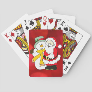 Kleurrijke illustratie van kerstman & sneeuwman Bi Pokerkaarten