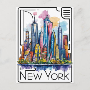 Kleurrijke illustratie van New York City Briefkaart